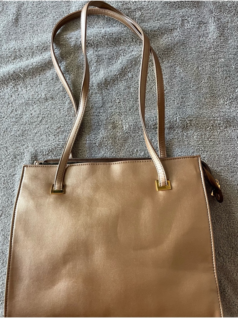 Contemporary Taupe/tan Shoulder Bag/Tote with 2 Straps. Lots of room. Pre-loved.